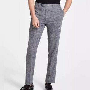 Calvin Klein Men's Slim-Fit Stretch Dress Pants Grey/Black Plaid 36/32 Slack New